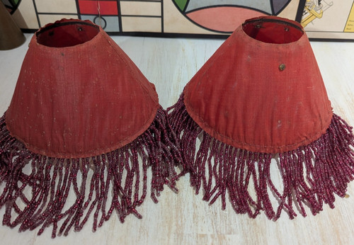 Pair antique glass beaded - of,