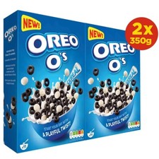 Oreo O's Cereal Breakfast Crunchy Cocoa Hoops Vanilla Cereal - Pack of 2 x 350g