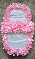 Romany Baby Car Seat Cosytoes Footmuff Pink Frilly Bling Bow Ribbon Bow