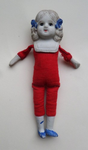 Old bisque dolls house doll - dolls,