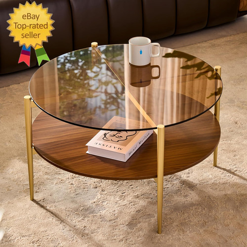 Round glass coffee table - round,
