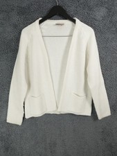 Vintage St Michael Open Cardigan Womens 36 UK 12 White Wool Knit Scotland 1950s