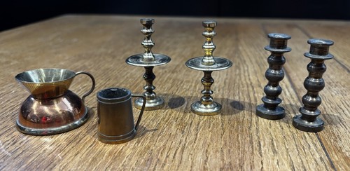 Miniature brass candlesticks - brass,