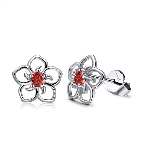 Pair zircon flower earring - of,