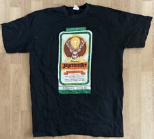 Used Torn Large (L) Black Jagermeister Beer “Serve Cold Keep On Ice” T-Shirt