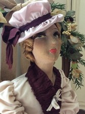 Antique French Boudoir Bed Doll 35" ~Tete De Poupee De Salon ~1800's ~Collectors