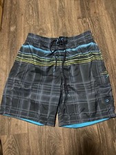 Speedo Mens Size Xl Blue,yellow, Black Netted Swimming Trunks Shorts