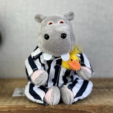 Silent Night Beds Hippo Wearing Pyjamas With Duck Promotional Soft Toy 9"