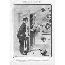 G.E STUDDY Settling Day, March 30th Antique Print 1910