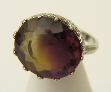 STERLING SILVER PURPLE YELLOW AMETRINE RING SIZE S