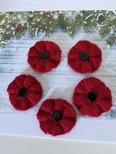 Hand Knitted Poppy Brooch 