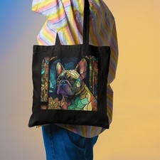 Stained Glass Frenchie Tote Bag | French Bulldog Puppy Dog Lover gift | Organic