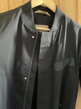 Zara Man Long Black Collarless Raincoat Size Small