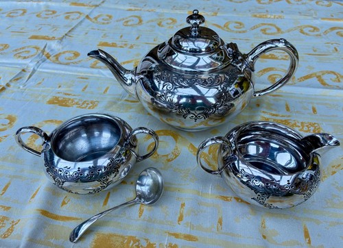 Silver plated antique teapot - silver-plated,