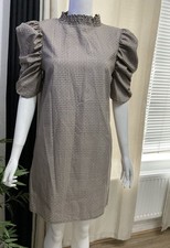 Zara Women’s Dress Puff Sleeve Brown Mini Dress Pockets Size Small