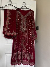 Maria B Original Stitched Pakistani Designer 3 piece outfit  magenda