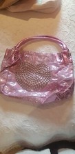 Tk Maxx Frank Usher Leather Pink Glitter Stud Handbag New With A Tiny Mark 
