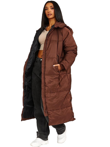 Longline padded hooded coat - longline,