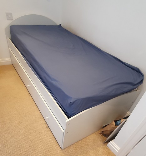 Light grey single bed - frame,