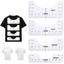 4 x  T Shirt Ruler Guide Vinyl Alignment Centering Tool Heat Press White Clear