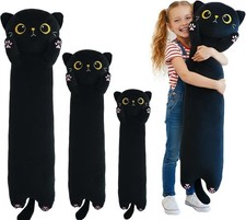Long Black Cat Plush Pillow