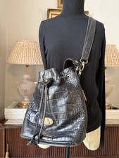 Ladies Black Leather Bucket Bag Vintage 80s Smith & Canova Cross Body Shoulder