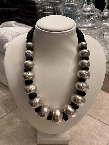 Chunky silver beaded - chunky, black