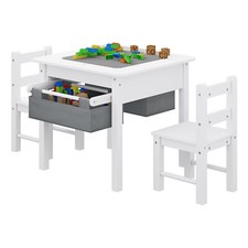 Kids Table and Chairs Set Childrens Activity Play Build Bricks Table w/ Storage