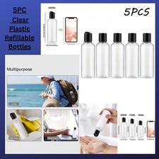 Plastic Empty Bottles Flip Black Disc Top Caps Shampoo Lotion Container Travel