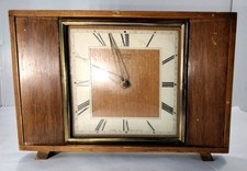 Vintage Smiths Eight Day Mantle Clock Wind-up Wood Wooden Brass ? Parts See Desc