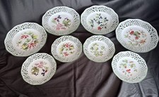 8 x Bavaria Schumann Arzberg Reticulated Plates, 7.5" and 5.5", Fruit Plants