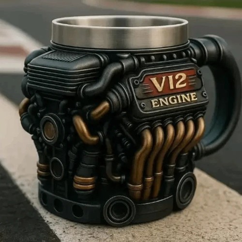 Retro v12 engine coffee mug - retro,