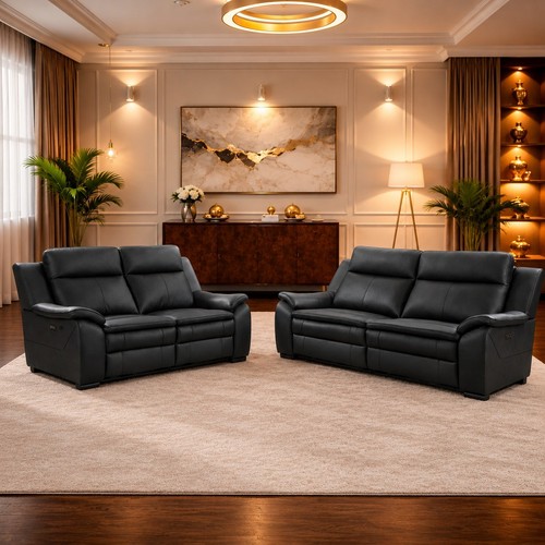 Luxury black leather - black, recliner