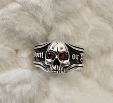 Night Rider MENS Sterling Silver Biker Ring- Freedom Or Death, UK Z+3, US 13.5