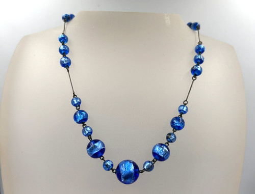 Early vintage blue foil glass - early,