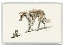 BORZOI & KITTEN CHARMING DOG