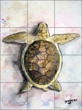Turtle Tile Mural Derek McCrea Sea Life Art Ceramic Backsplash DMA018