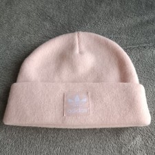 White Pink Adidas original Beanie Hat for women, Reversible hat