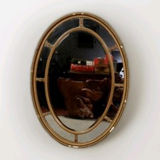 Large Edwardian Oval Gilt Beveled Edge Mirror 18th-century Style