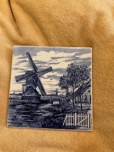 Vintage delph tile blue - delph, &