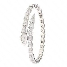 4ct Round Moissanite Classic Snake Style Bracelet 14K White Gold Plated
