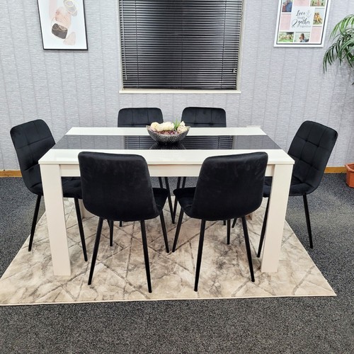 White black dining table - black,
