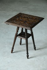 Small Eastern Carved Side Occasional Lamp Bedside Table