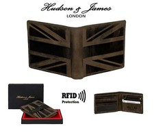 Designer Mens Leather Wallet UK Emboss RFID SAFE Contactless Card ID Blocking