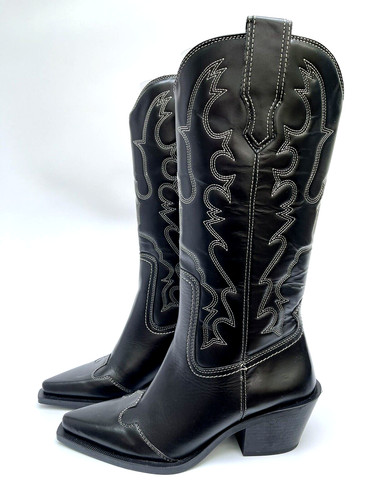 Zara black leather cowboy - zara,