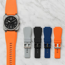 Soft Silicone Rubber Watch Strap for Bell & Ross BR01 BR03 24mm Waterproof Bands