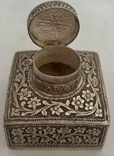 Anglo Indian Silver Inkwell Kashmir circa 1890