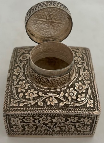 Anglo indian silver inkwell - silver,