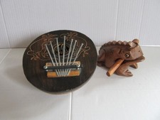 Guiro Wood Musical Percussion Frog Instrument & Toca Kalimba Coconut Thumb Piano