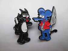 Brand New  - Enamel & Metal Pin Badges - ITCHY and SCRATCHY Set x2 The Simpsons
